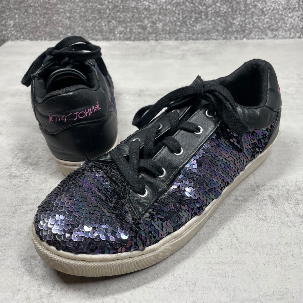 Betsey Johnson Sneakers Womens Size 5 Low Top Platform Sequin Shimmer Streetwear